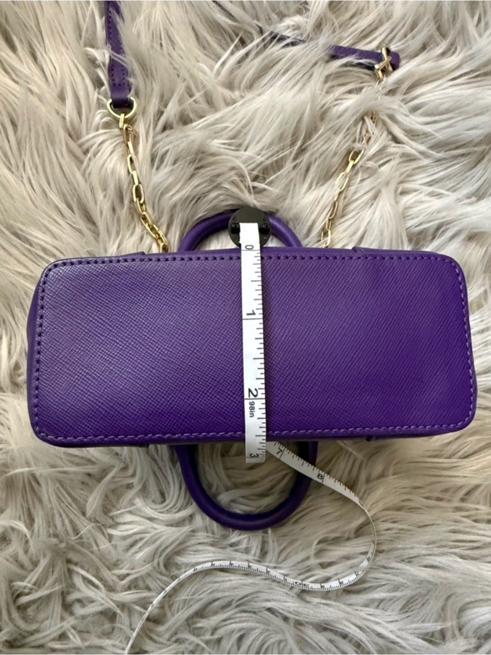 Tory Burch Purple Mini Robinson Dome Satchel Gold toned accents - Picture 12 of 12